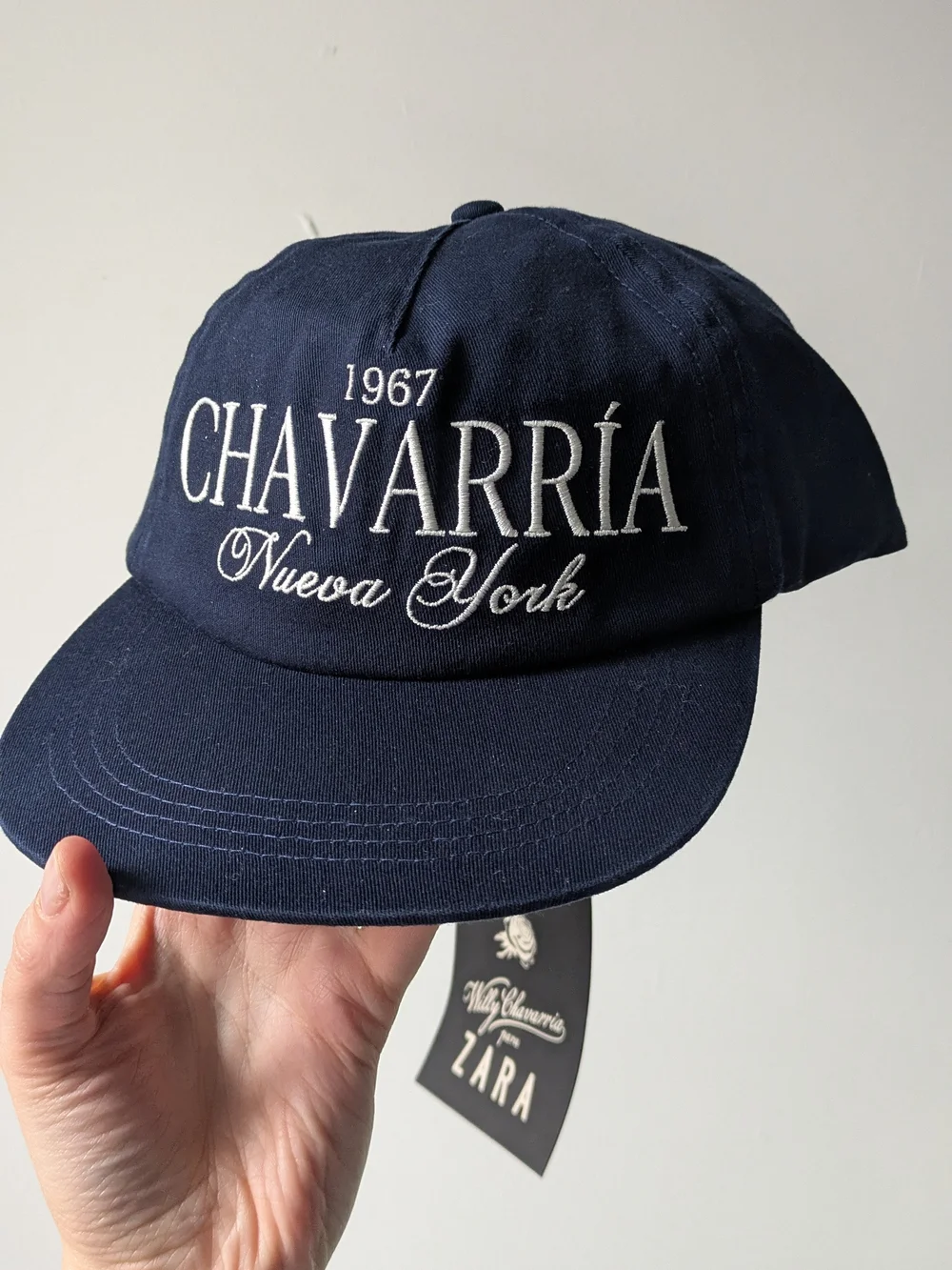 NWT WILLY CHAVARRIA Zara Navy and White Baseball Cap with Embroidered Labels - Picture 7 of 12
